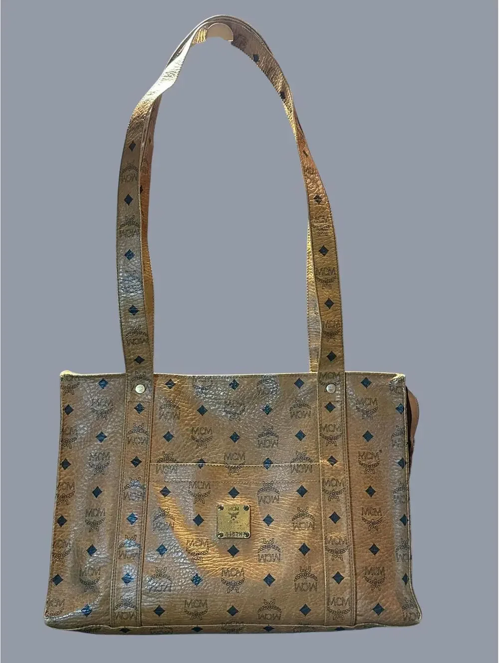 MCM Cognac Visetos Coated Canvas Tote Bag